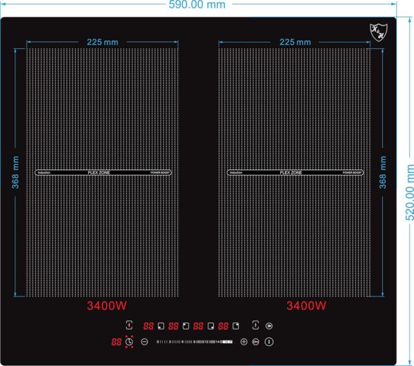 K&H® 4 Zonen FLEX Induktionskochfeld 59cm Autark Eingebaut IN-6804FLX – Bild 2